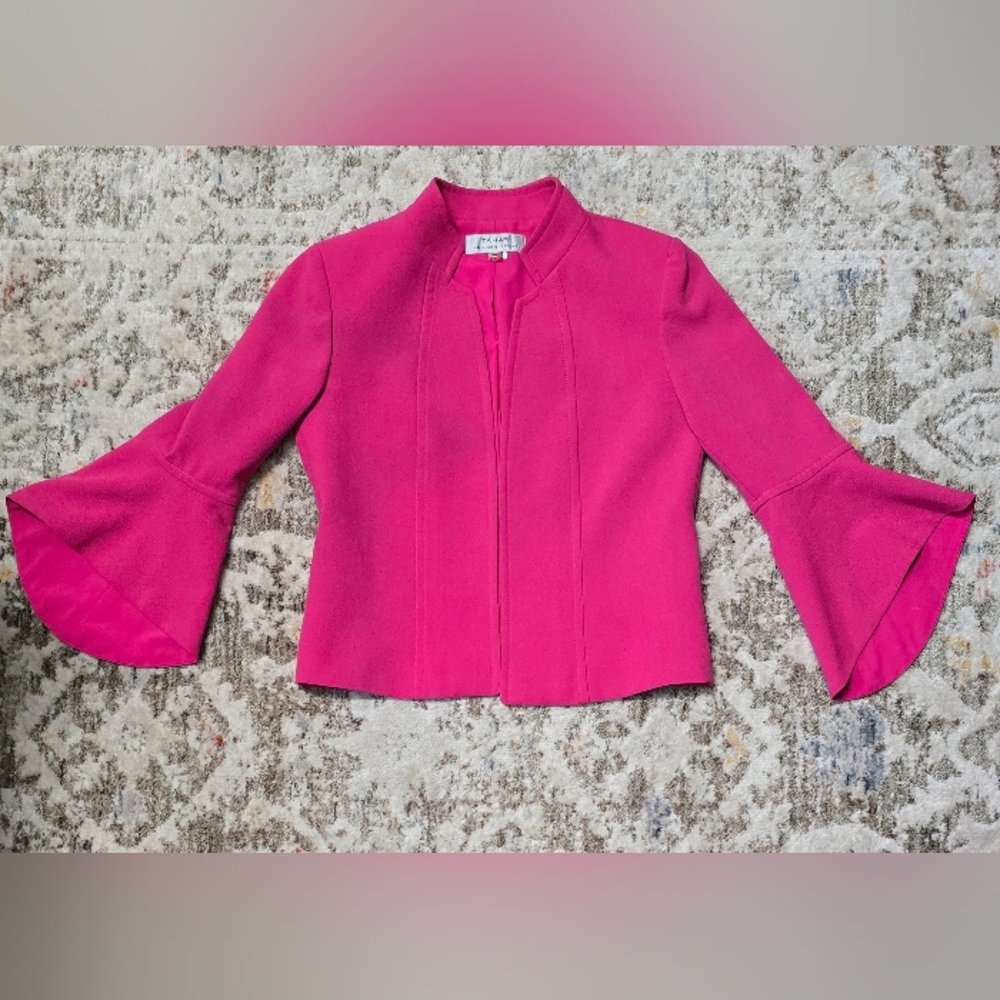Tahari Pink Flared Sleeve Lines Jacket Size 4